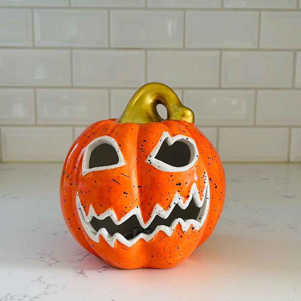 Rite Aid Orange Ceramic Light Up Jack O Lantern Pumpkin 🎃 - Picture 3 of 10